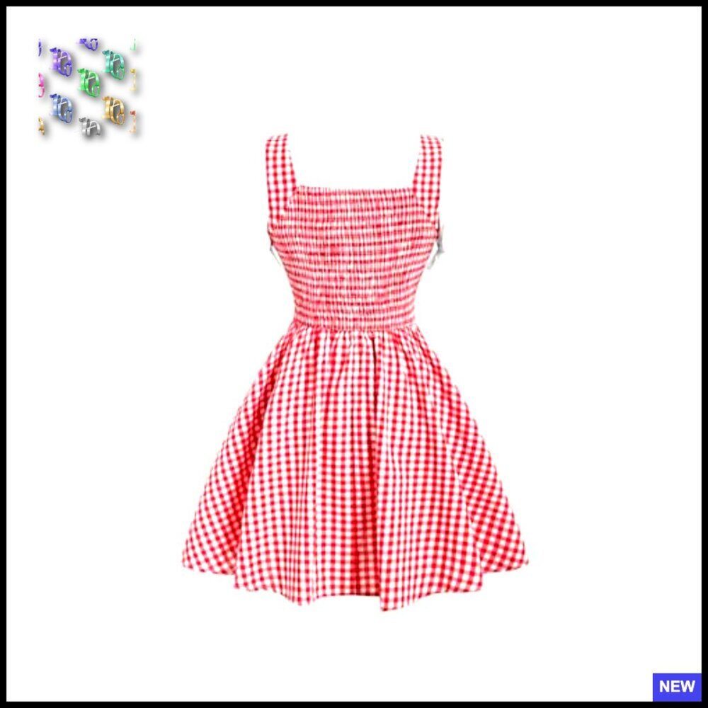Vintage Cottagecore Gingham Dress Puff Sleeve Lace Up Corset Flared A-Line - Picture 4 of 7